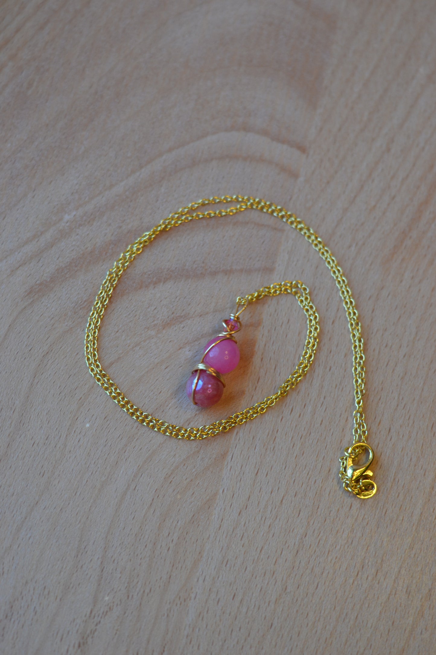 Pink Jade & Gold Set – Heart-Centered Confidence & Grace (925 Necklace + Earrings)