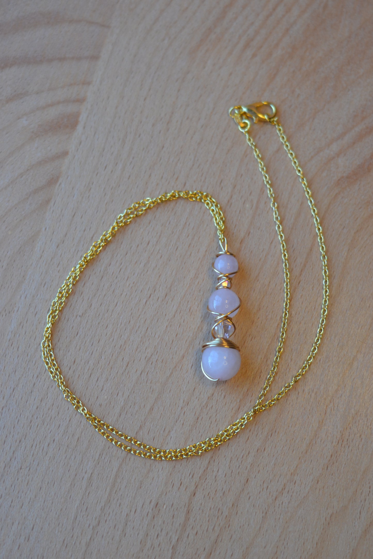 Rose Quartz & Gold Necklace – Self-Love, Healing & Radiance