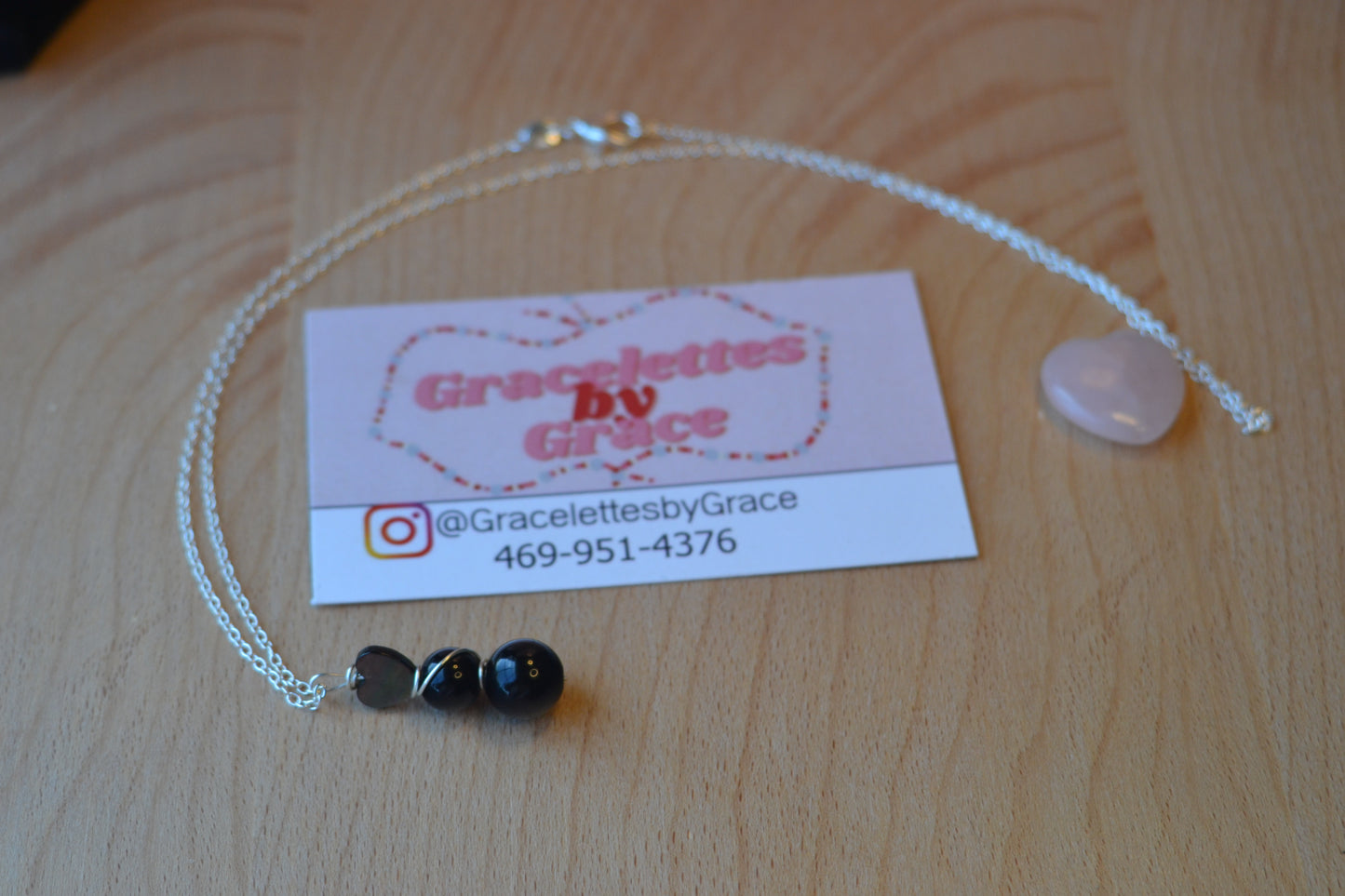 Black Onyx & Mother of Pearl Necklace – Protection, Power & Intuition