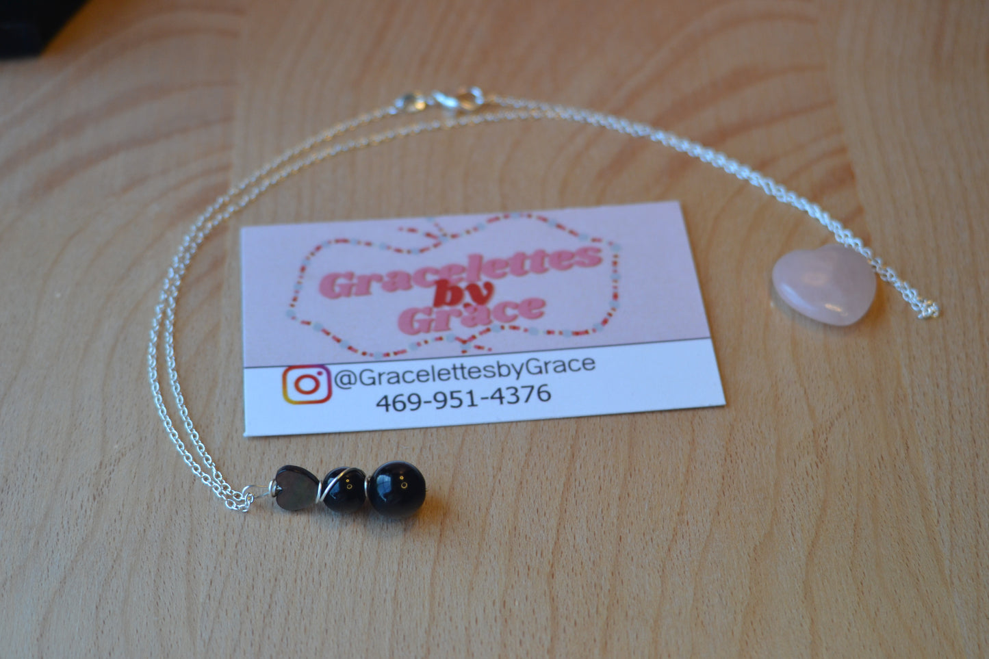 Black Onyx & Mother of Pearl Necklace – Protection, Power & Intuition