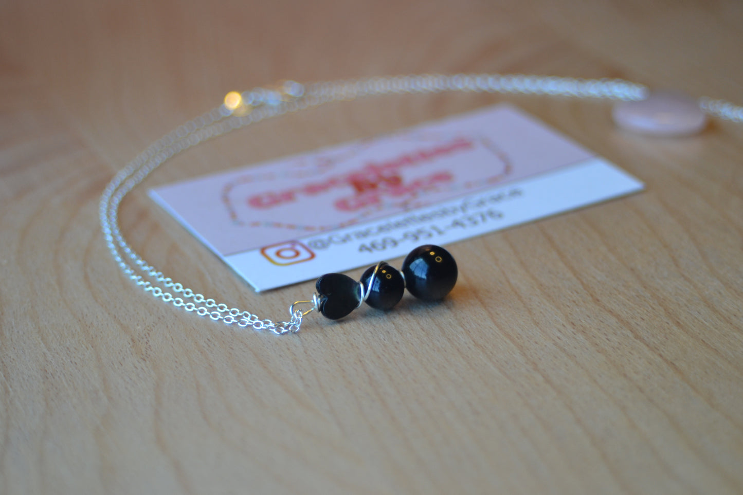 Black Onyx & Mother of Pearl Necklace – Protection, Power & Intuition