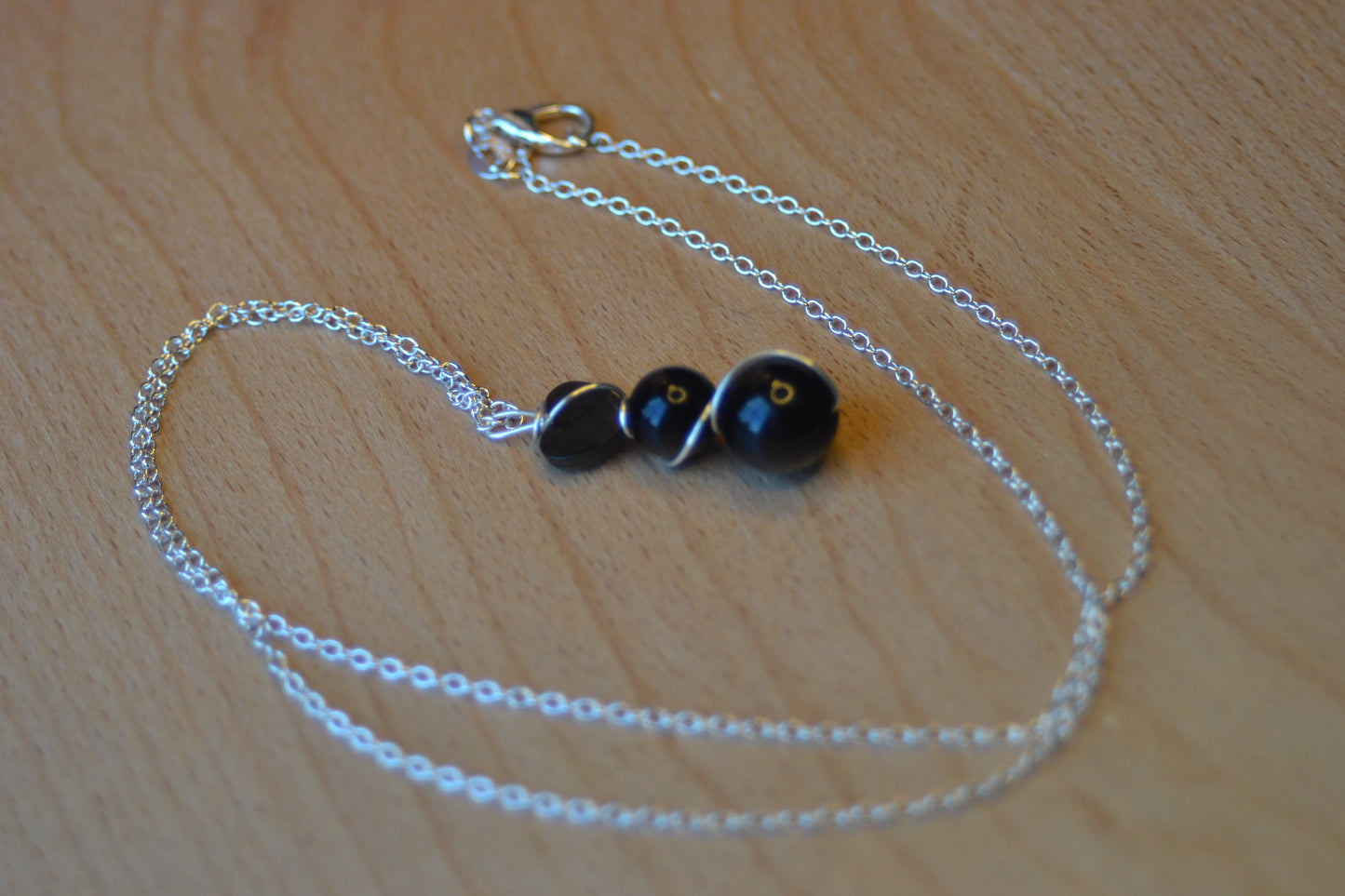 Black Onyx & Mother of Pearl Necklace – Protection, Power & Intuition