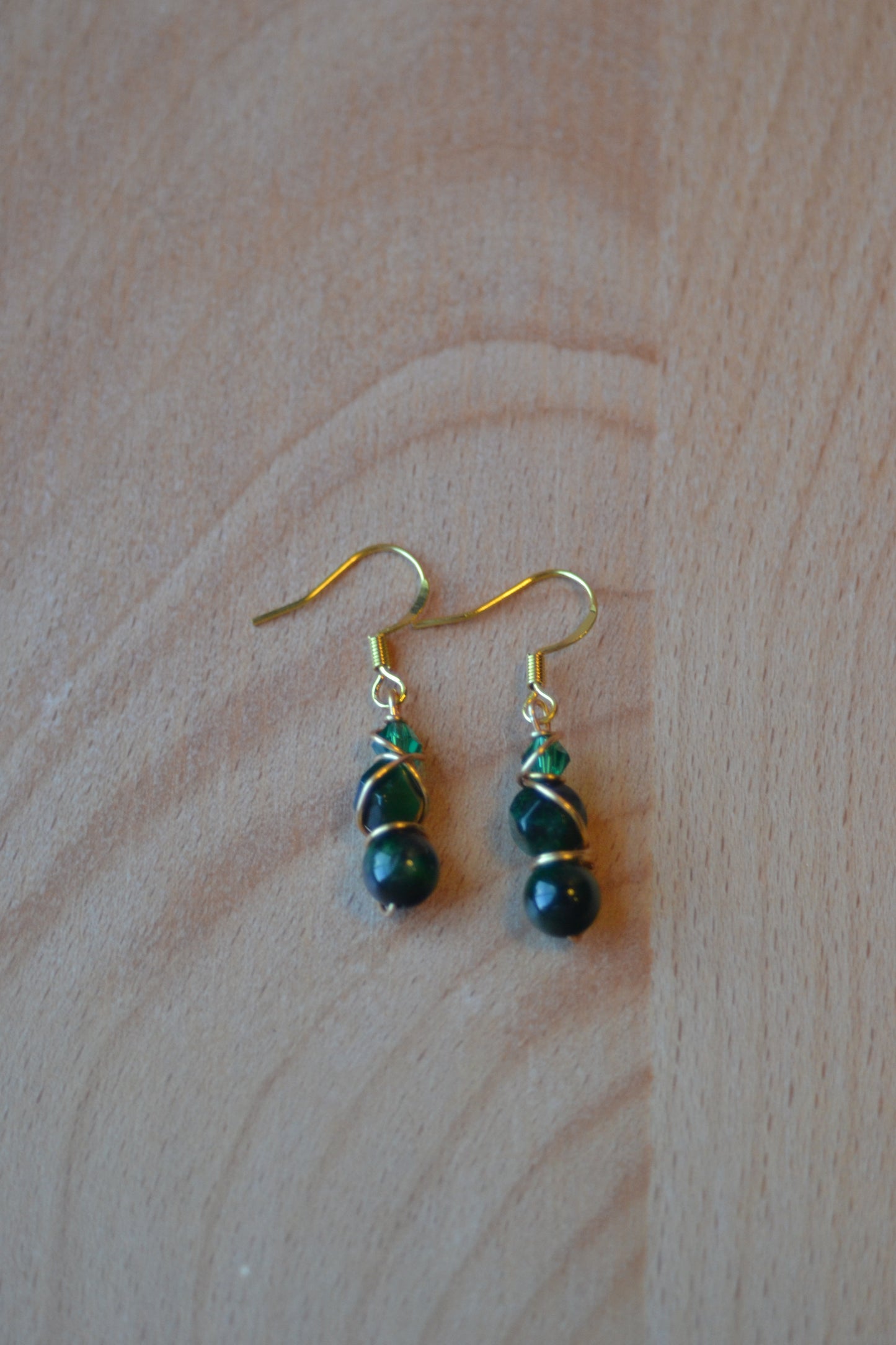 Green Tiger’s Eye & Gold Set – Power, Focus & Abundance (925 Necklace + Earrings)