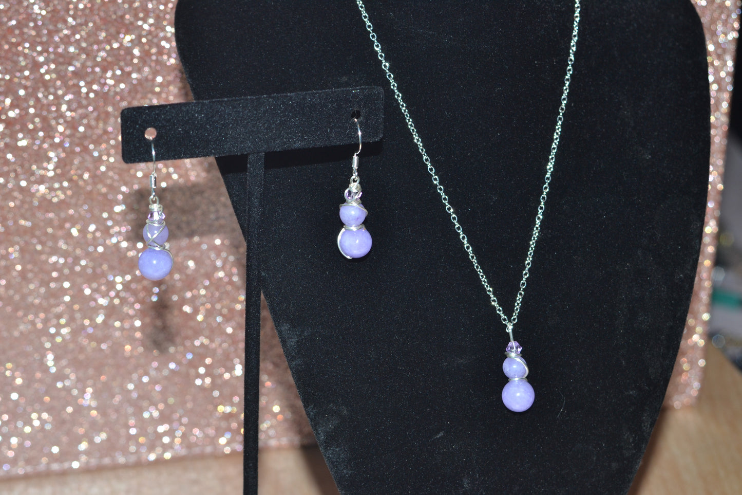 Lavender Quartz & Sterling Silver Set – Graceful Healing & Gentle Power (925 Necklace + Earrings)