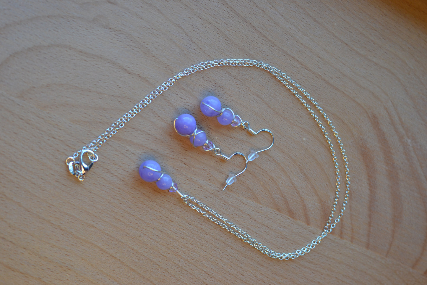 Lavender Quartz & Sterling Silver Set – Graceful Healing & Gentle Power (925 Necklace + Earrings)