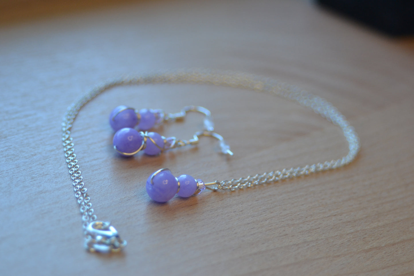 Lavender Quartz & Sterling Silver Set – Graceful Healing & Gentle Power (925 Necklace + Earrings)