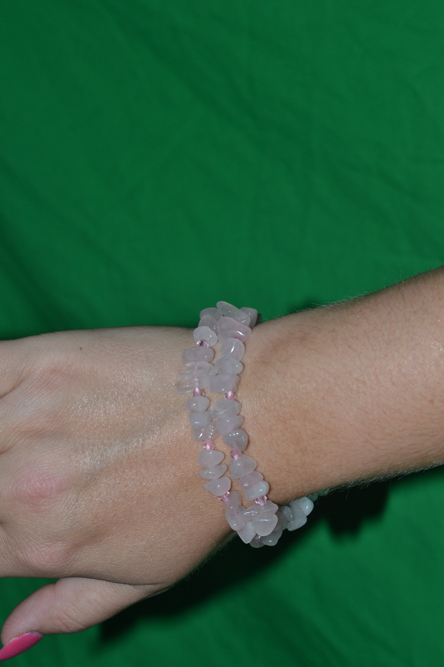 Rose Quartz Chip Bead Choker – Confidence & Heart Protection Necklace