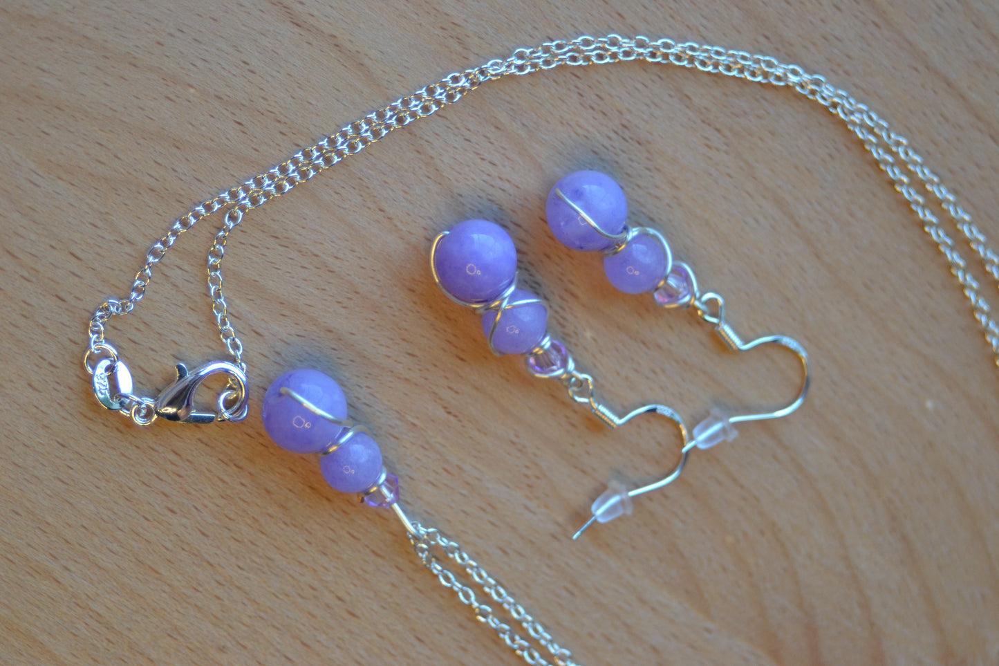 Lavender Quartz & Sterling Silver Set – Graceful Healing & Gentle Power (925 Necklace + Earrings)