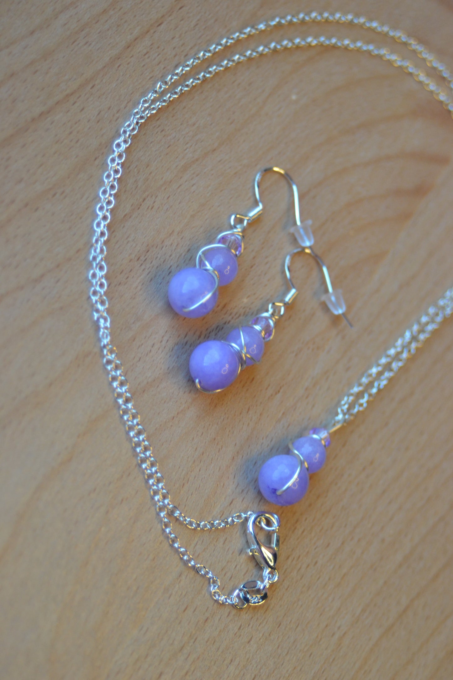 Lavender Quartz & Sterling Silver Set – Graceful Healing & Gentle Power (925 Necklace + Earrings)