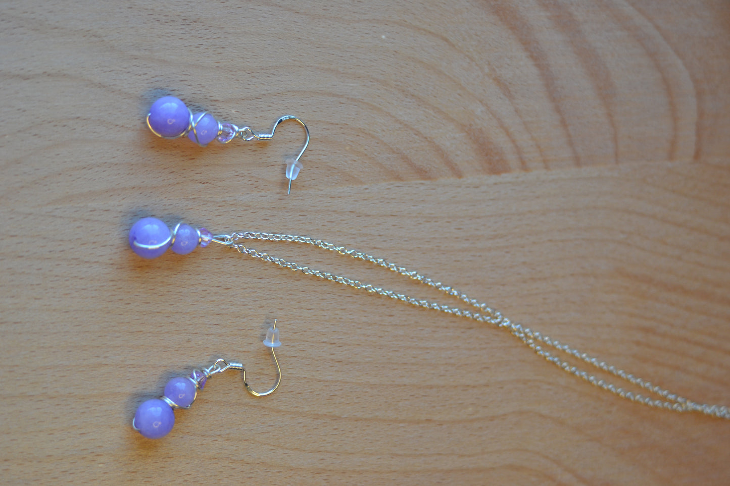 Lavender Quartz & Sterling Silver Set – Graceful Healing & Gentle Power (925 Necklace + Earrings)