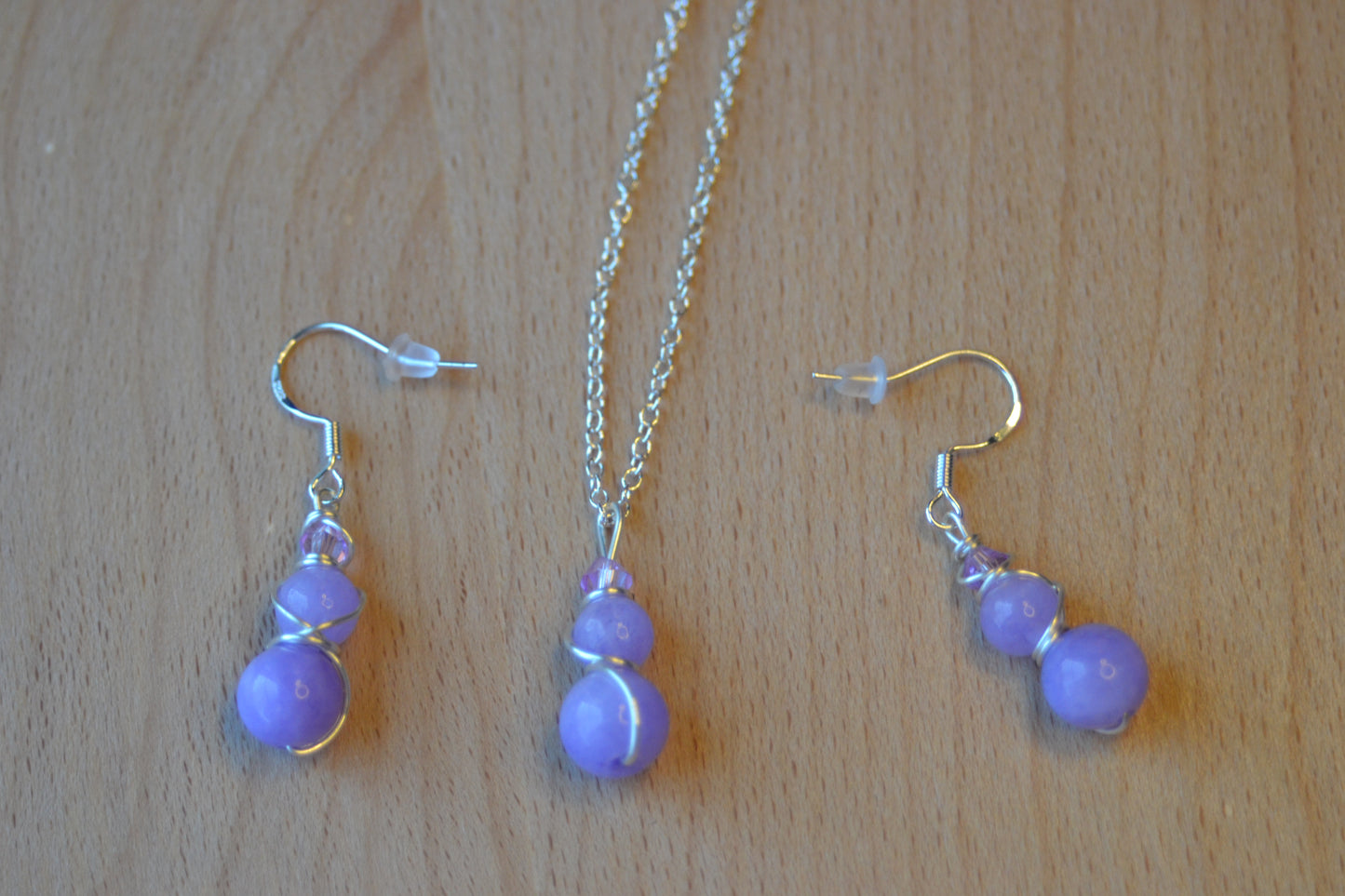 Lavender Quartz & Sterling Silver Set – Graceful Healing & Gentle Power (925 Necklace + Earrings)