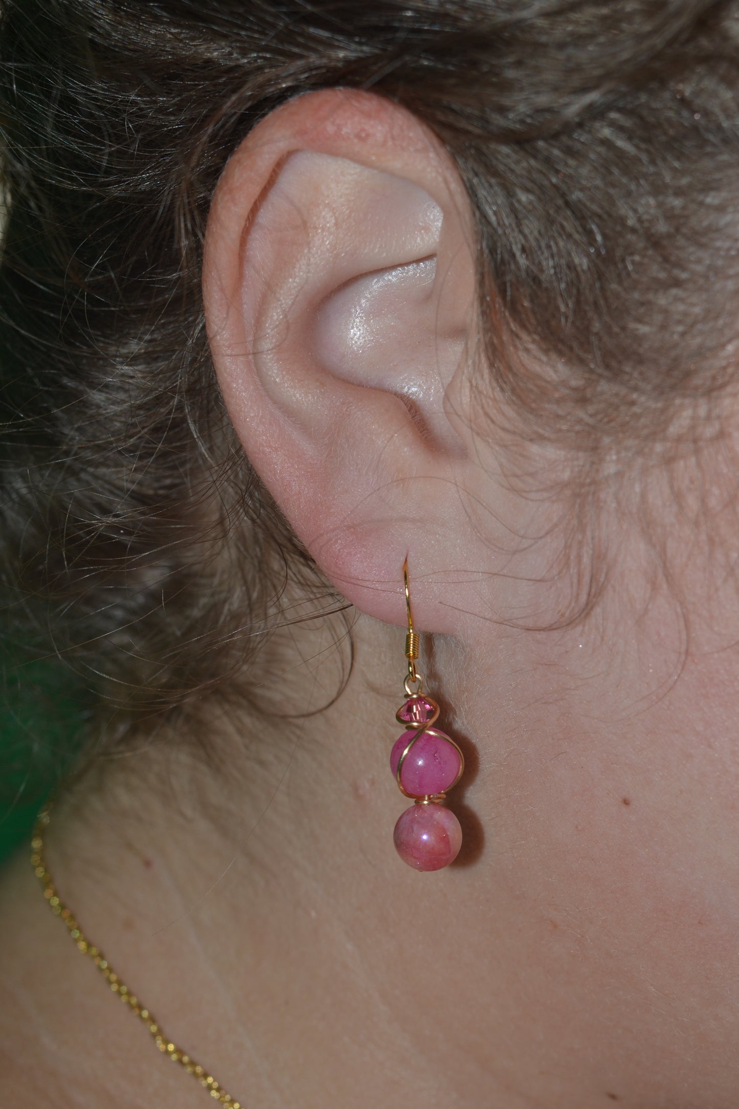 Pink Jade & Gold Set – Heart-Centered Confidence & Grace (925 Necklace + Earrings)