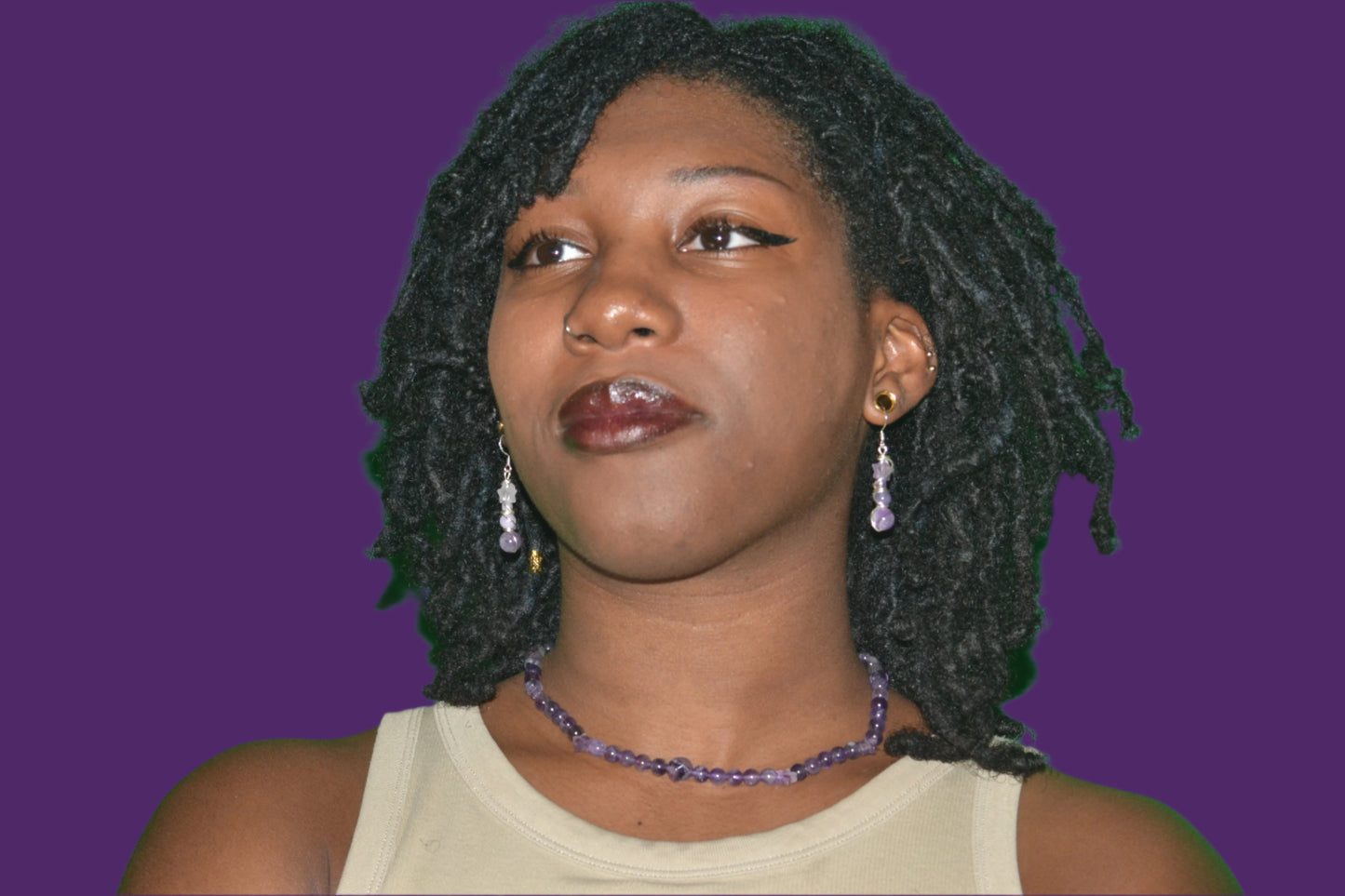 💜 Celestial Calm – Amethyst Choker & Earring Set