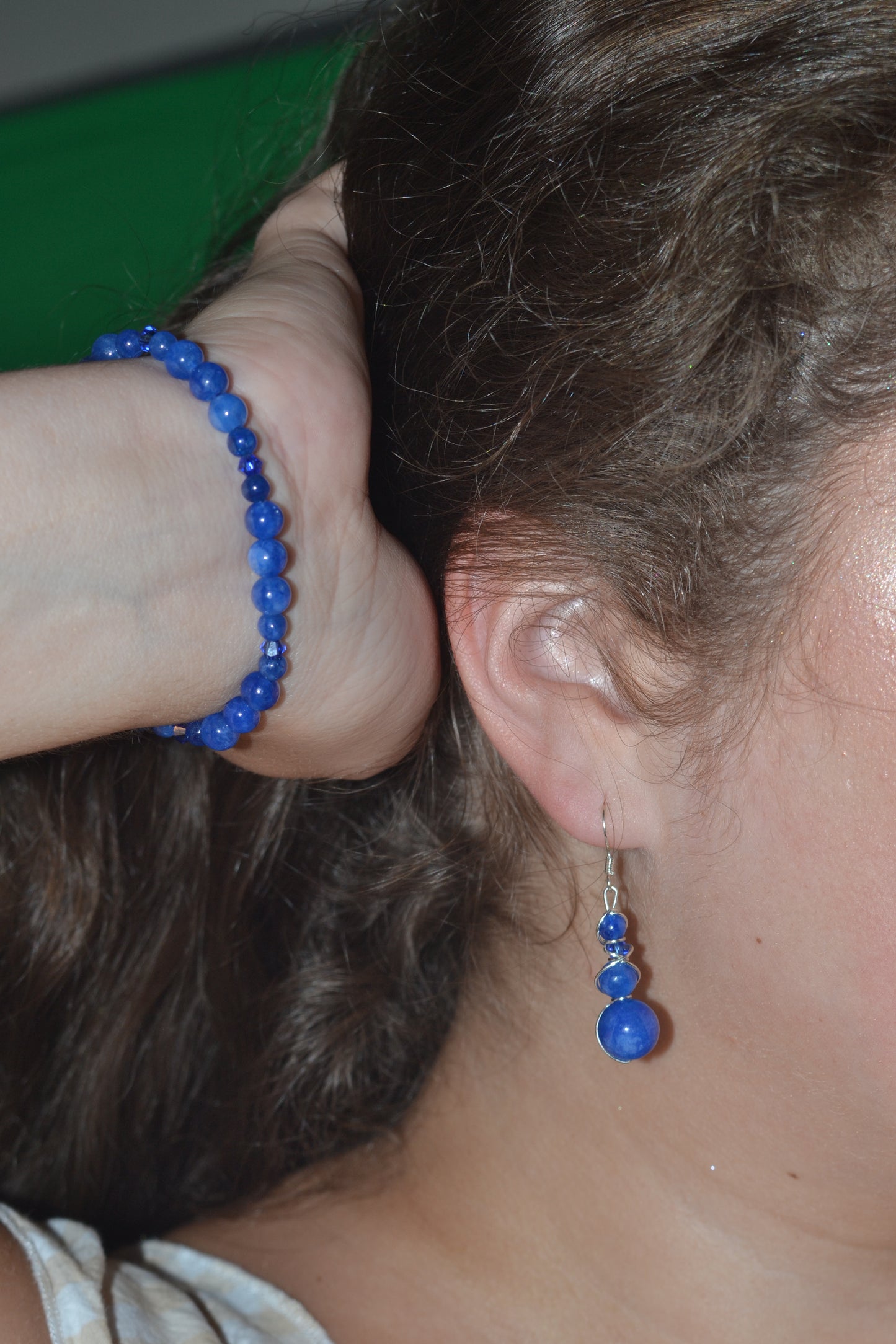 Druzy Blue Jasper Earring & Bracelet Set – Clarity, Calm & Sparkling Strength