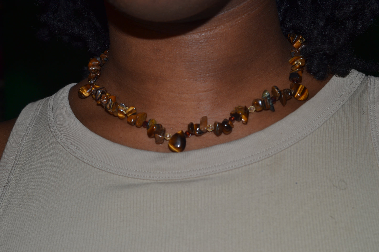 Tiger’s Eye Choker & Teardrop Earrings Set – Grounding & Confidence Jewelry