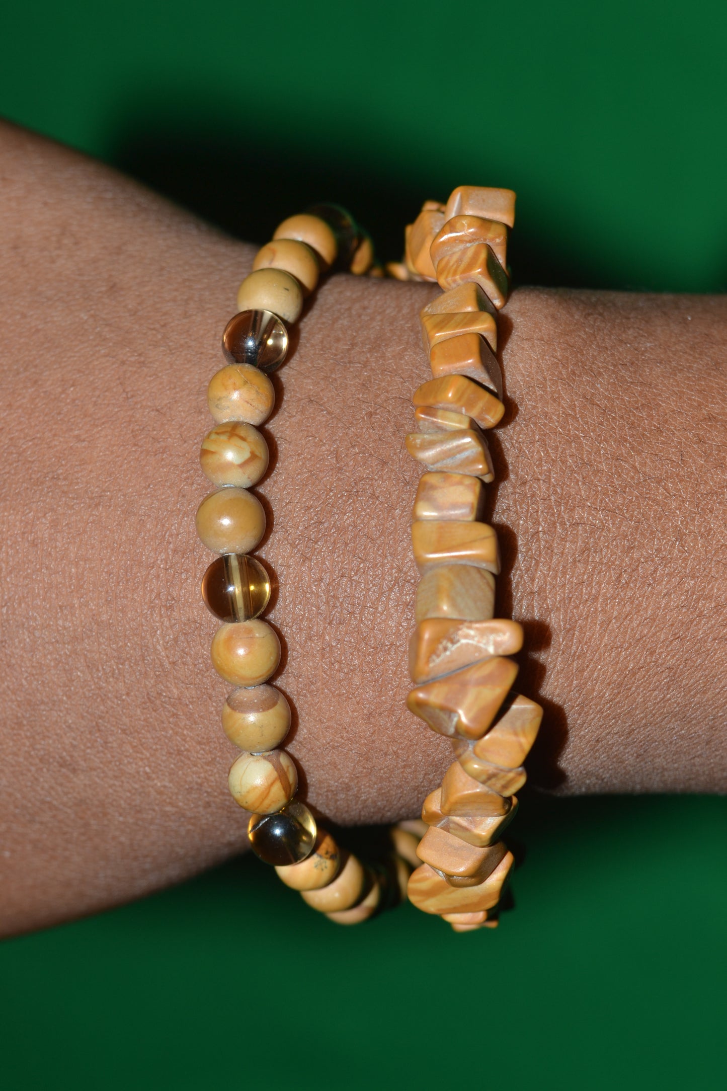 Wooden Jasper & Smoky Quartz Bracelet – Earthy Grounding & Protective Energy