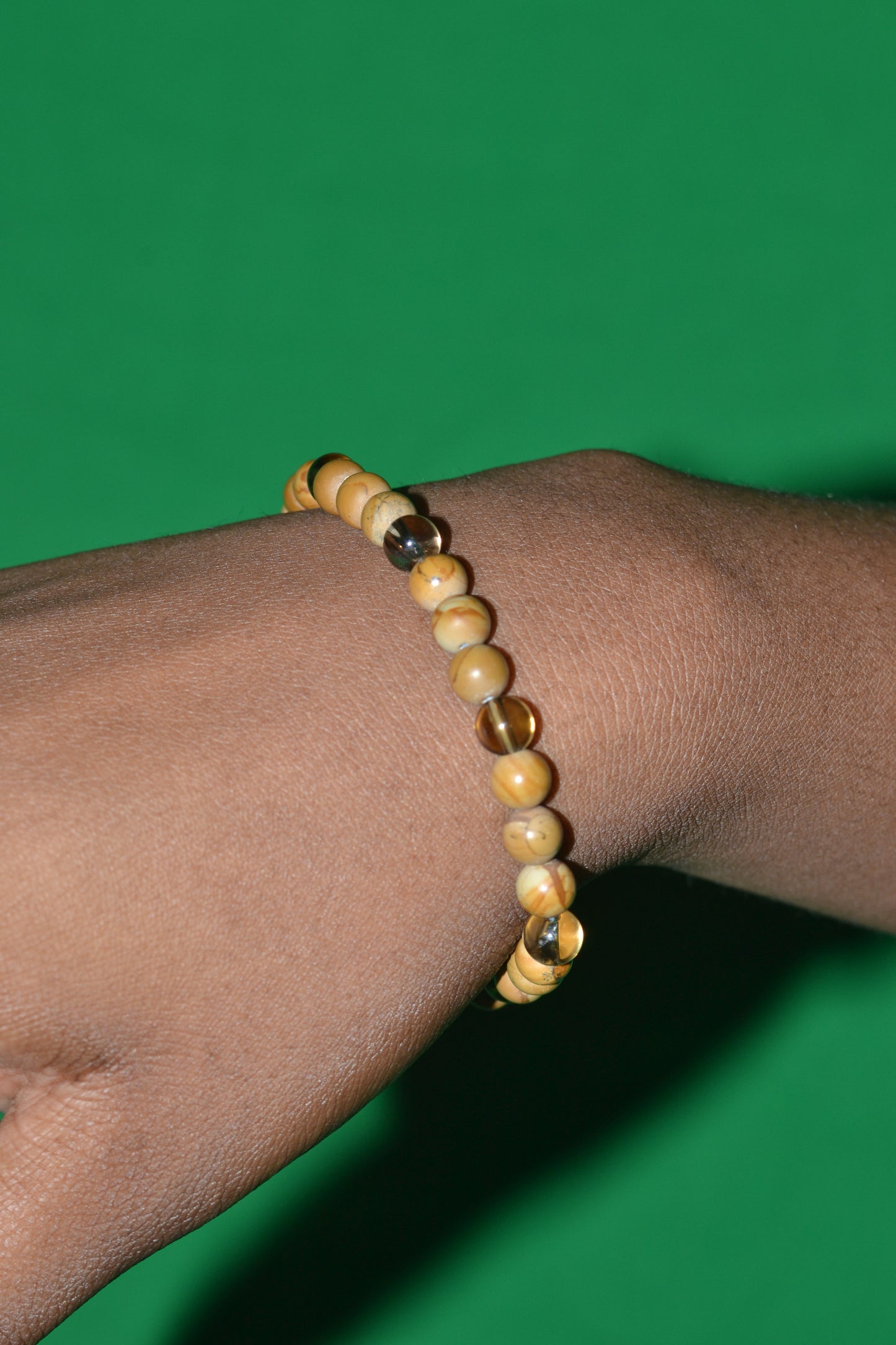 Wooden Jasper & Smoky Quartz Bracelet – Earthy Grounding & Protective Energy
