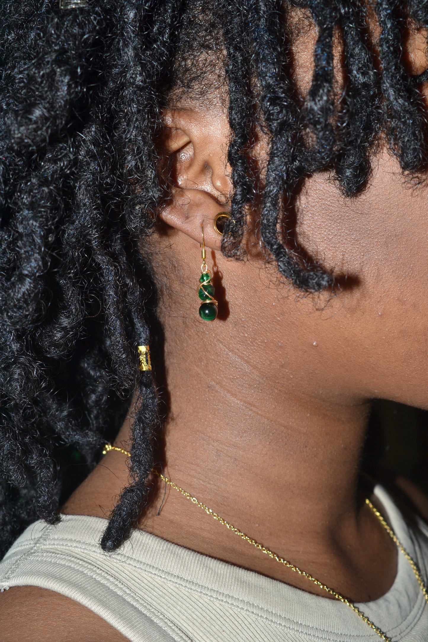 Green Tiger’s Eye & Gold Set – Power, Focus & Abundance (925 Necklace + Earrings)