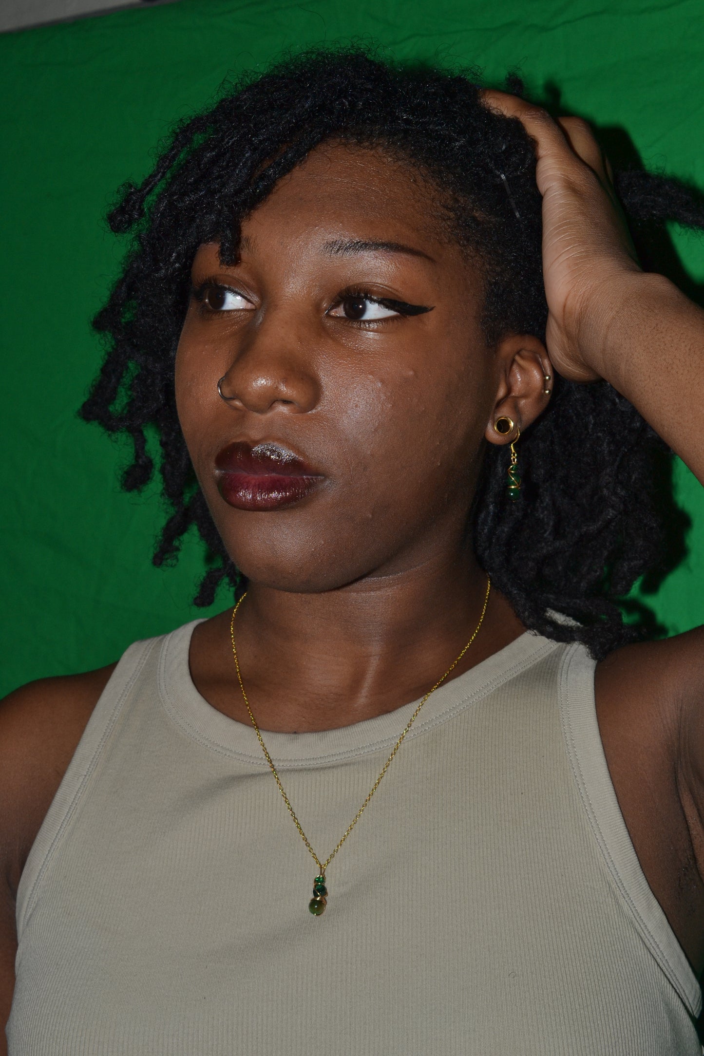 Green Tiger’s Eye & Gold Set – Power, Focus & Abundance (925 Necklace + Earrings)