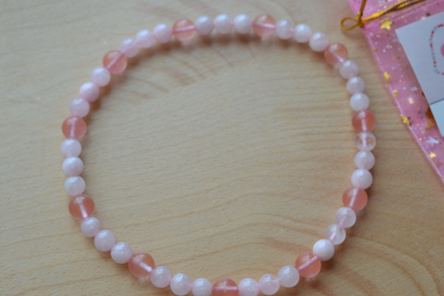 Cherry Quartz & Rose Quartz Set with Choker, Bracelet, Earrings, Necklace