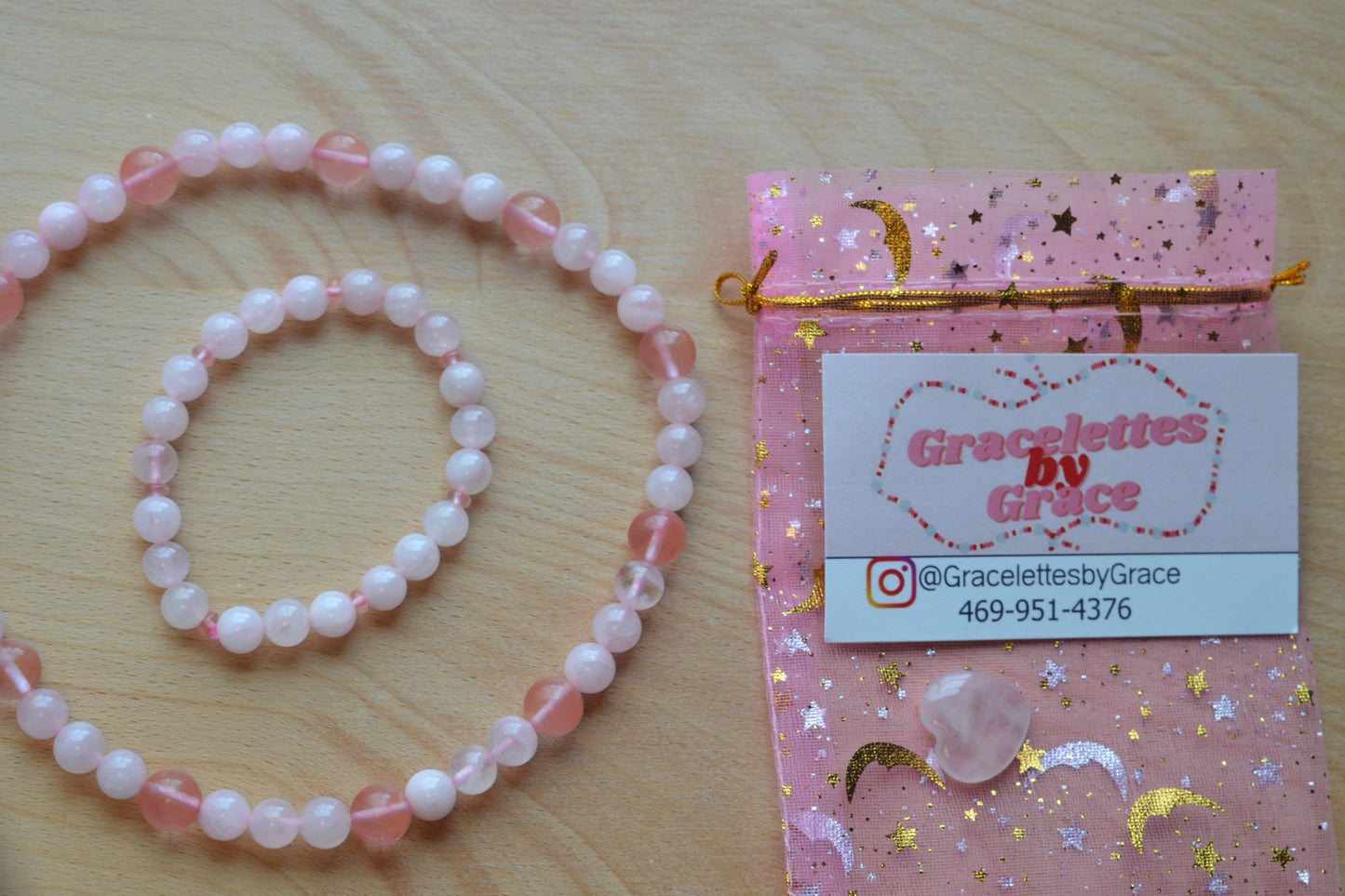 Cherry Quartz & Rose Quartz Set with Choker, Bracelet, Earrings, Necklace