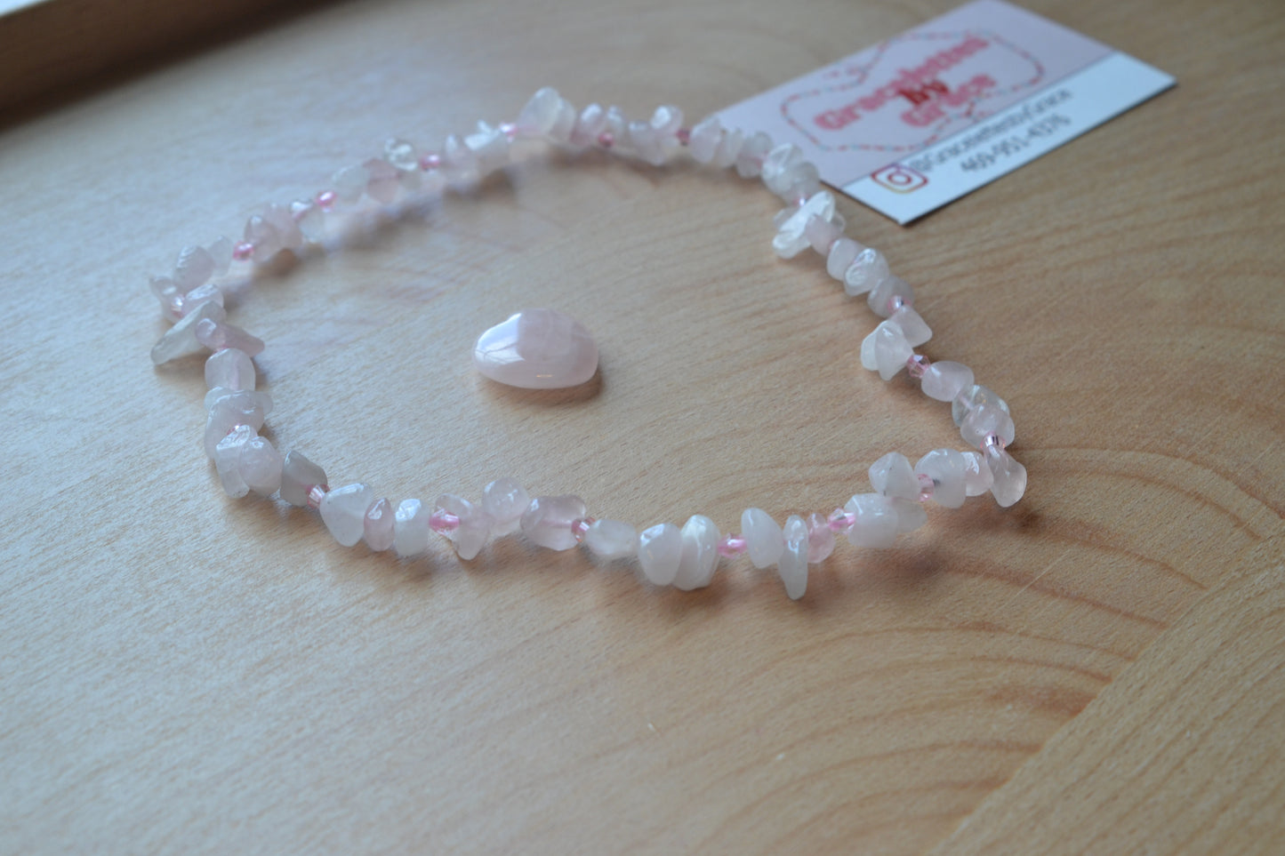 Rose Quartz Chip Bead Choker – Confidence & Heart Protection Necklace