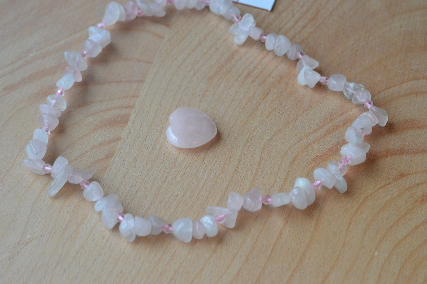 Rose Quartz Chip Bead Choker – Confidence & Heart Protection Necklace