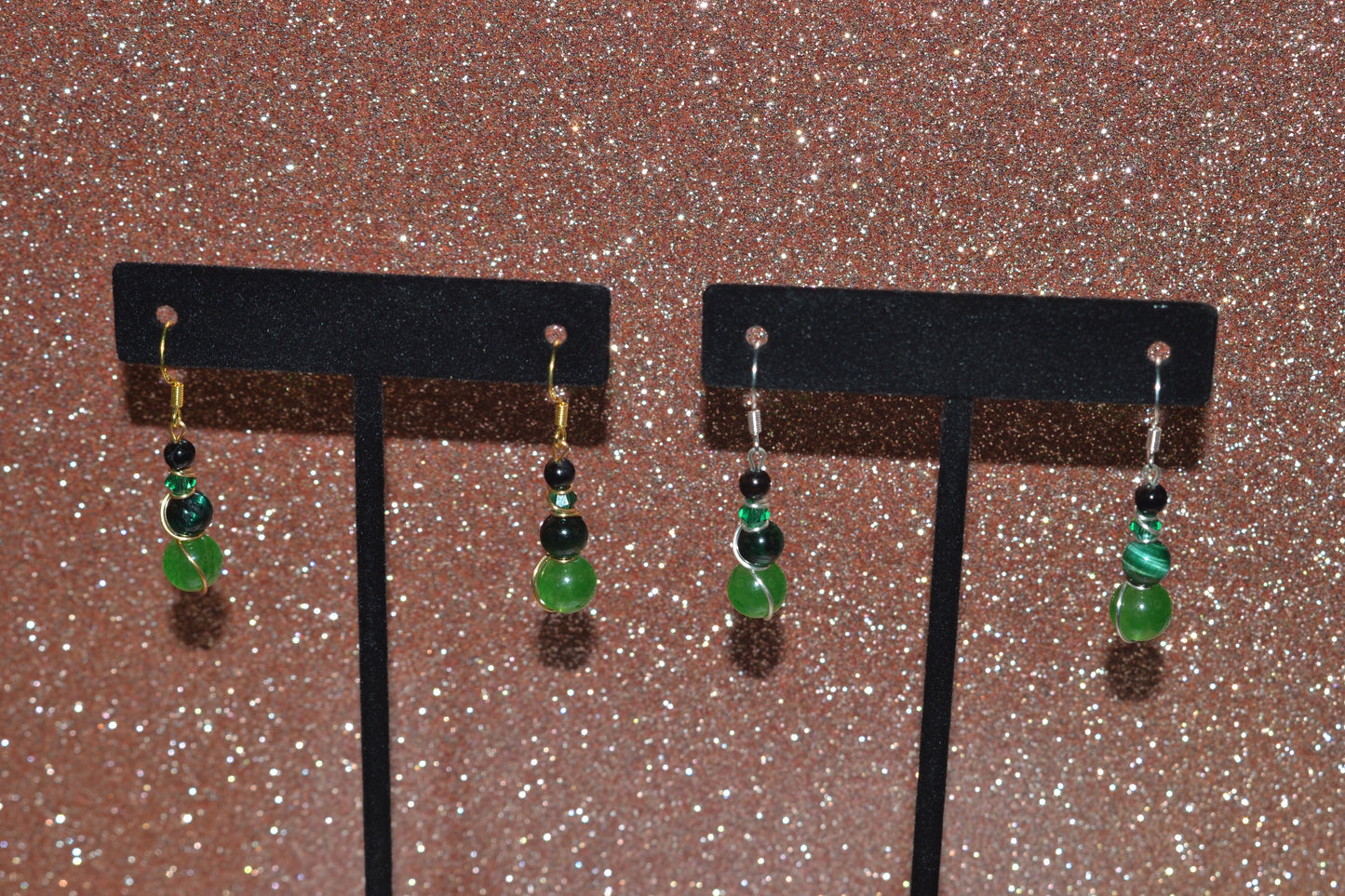 Voltage Green Dangle Earrings (Gold or Silver)