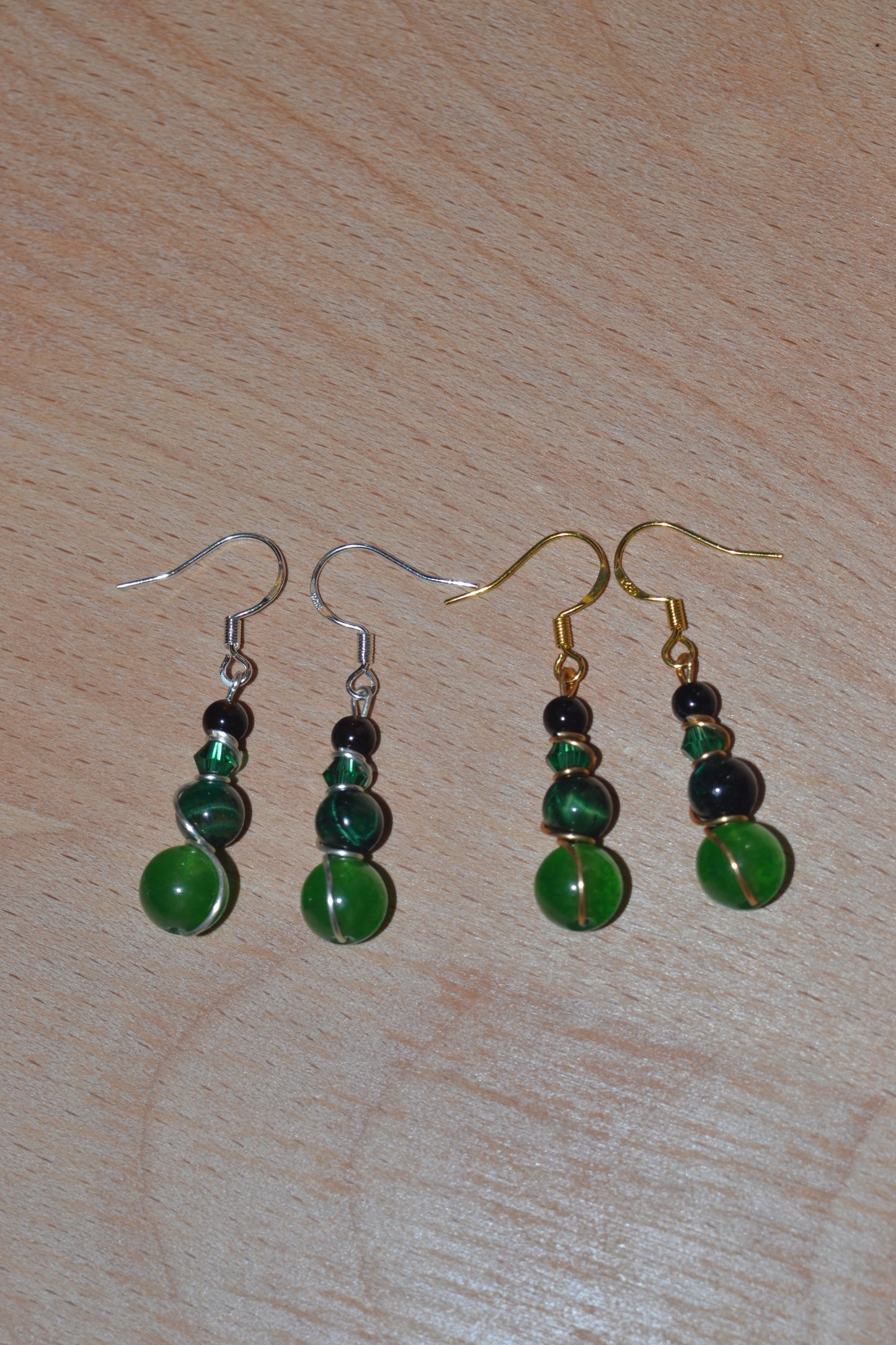 Voltage Green Dangle Earrings (Gold or Silver)
