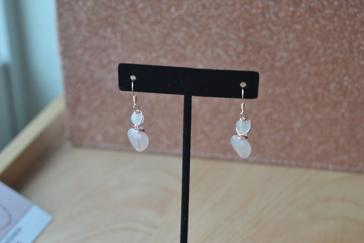Rose Gold Rose Quartz Heart Earrings & Bracelet Set – Love & Sweetness