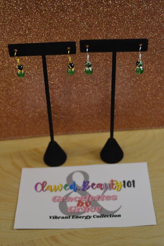 Voltage Green Dangle Earrings (Gold or Silver)