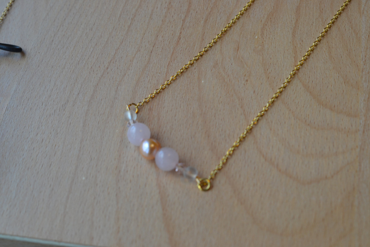 Rose Quartz & Pearl Glasses Chain – 14k Gold Plated, For Love, Beauty & Divine Vision