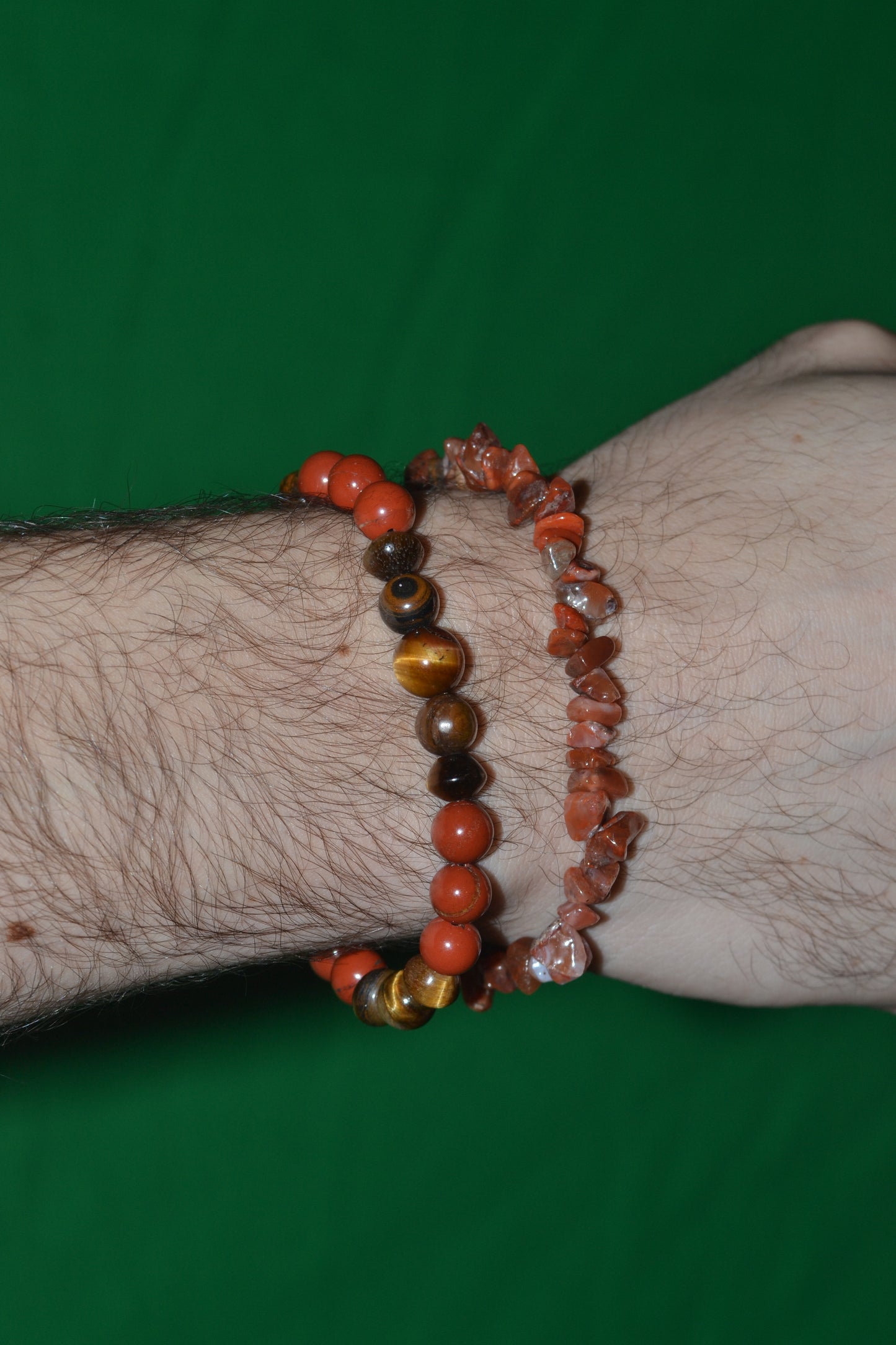 Fire Agate & Jasper Chip Bead Bracelet – Grounding & Protective Energy
