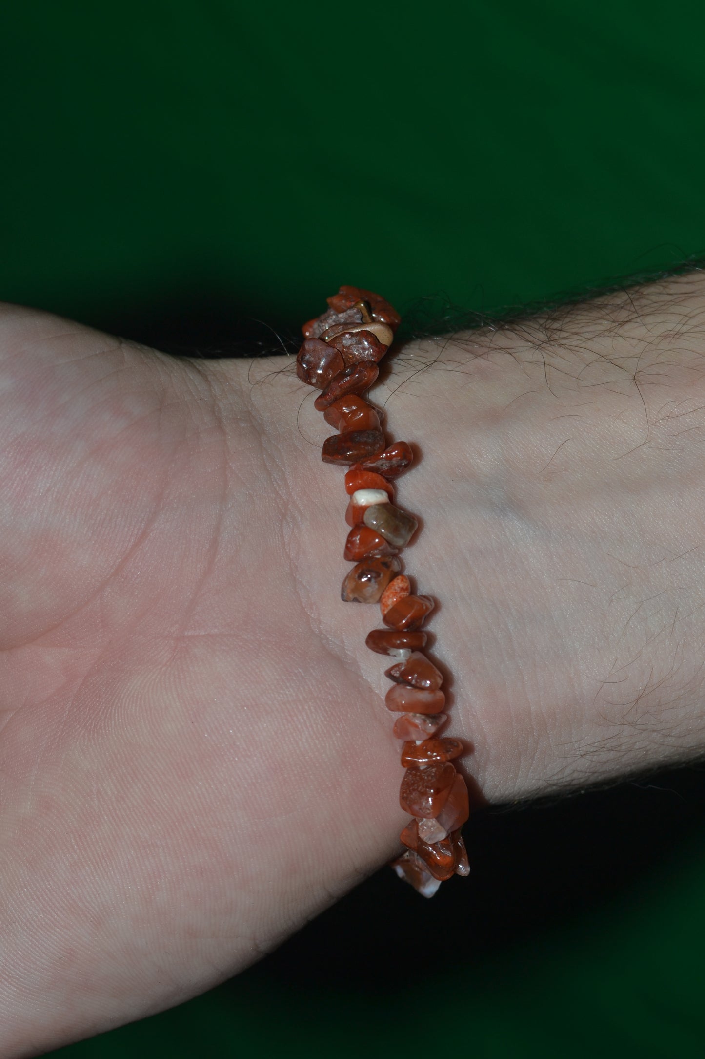Fire Agate & Jasper Chip Bead Bracelet – Grounding & Protective Energy