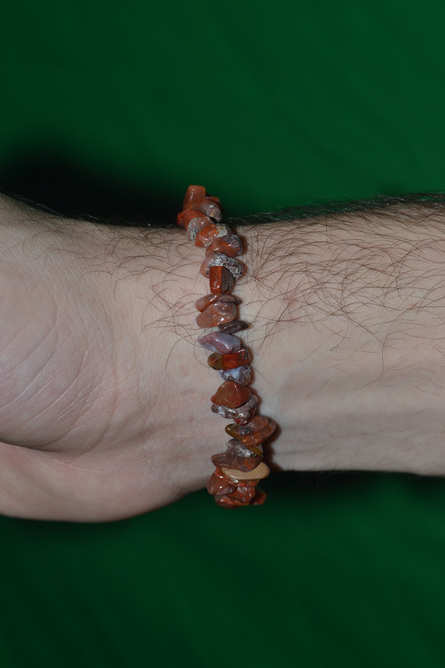 Fire Agate & Jasper Chip Bead Bracelet – Grounding & Protective Energy
