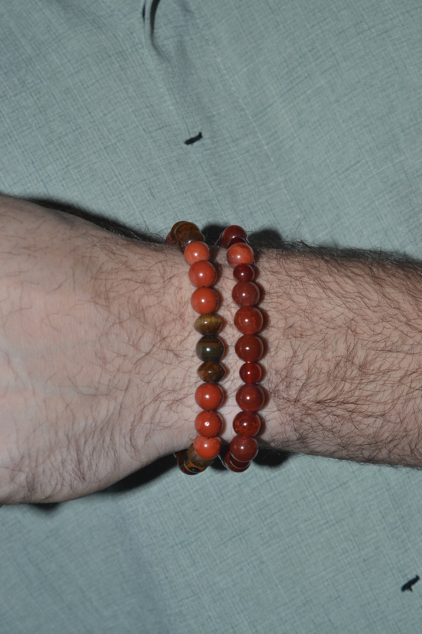 Fire Agate & Carnelian Bracelet – Grounding Masculine Energy & Vitality