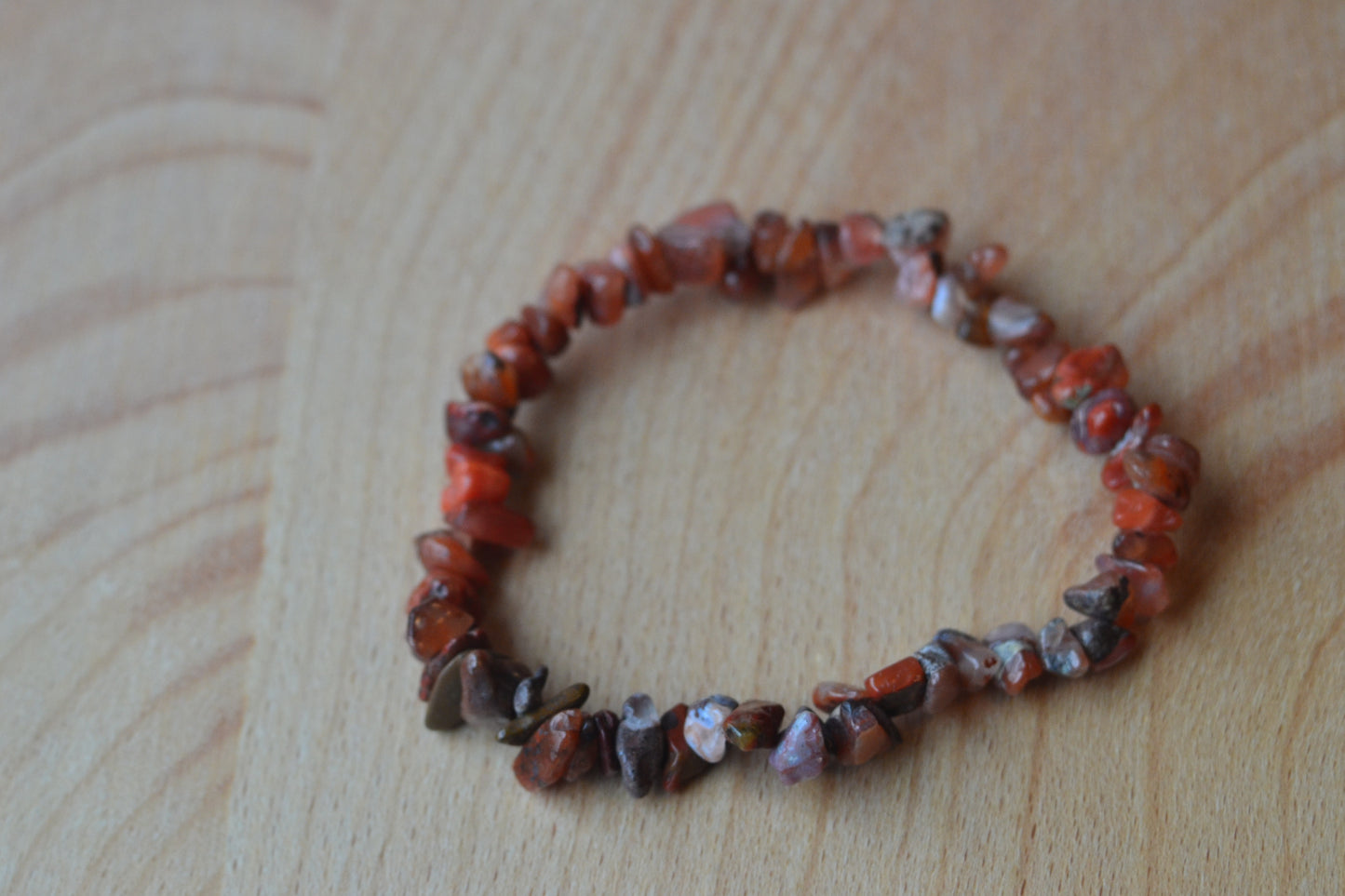 Fire Agate & Jasper Chip Bead Bracelet – Grounding & Protective Energy