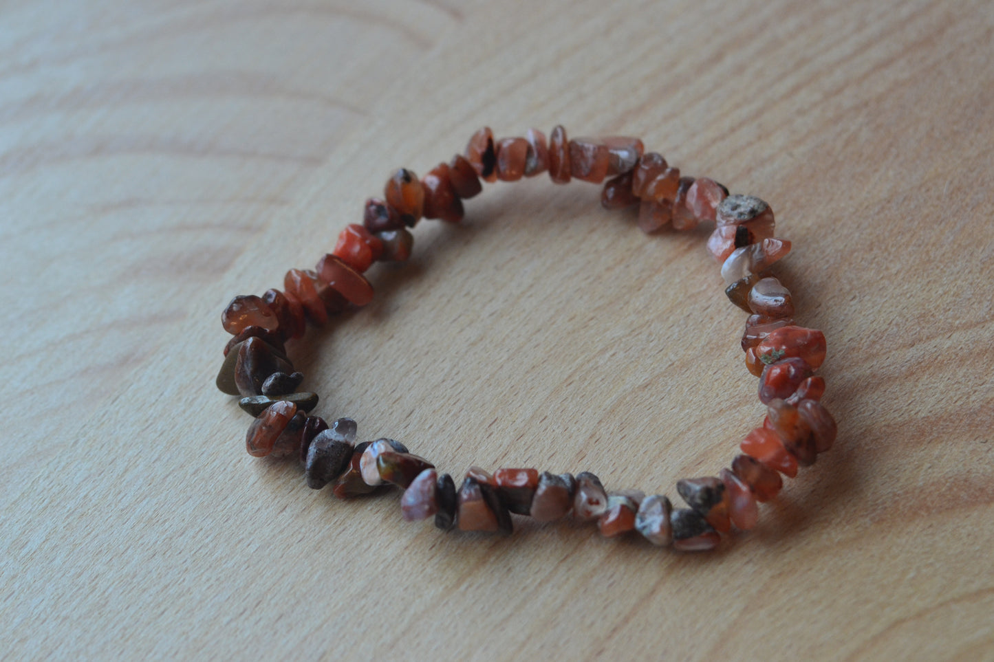 Fire Agate & Jasper Chip Bead Bracelet – Grounding & Protective Energy