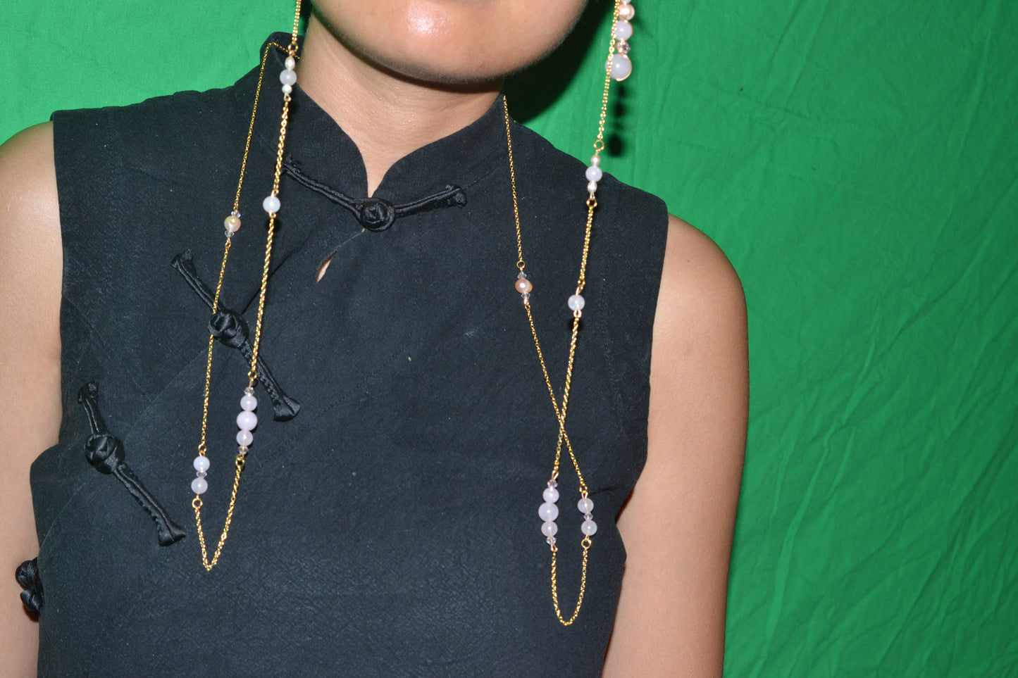Rose Quartz & Pearl Glasses Chain – 14k Gold Plated, For Love, Beauty & Divine Vision