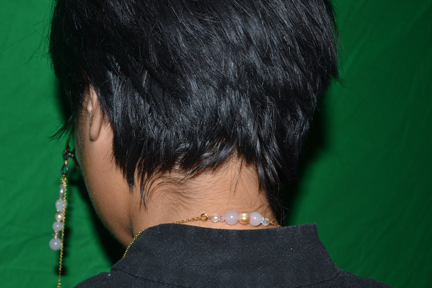 Rose Quartz & Pearl Glasses Chain – 14k Gold Plated, For Love, Beauty & Divine Vision