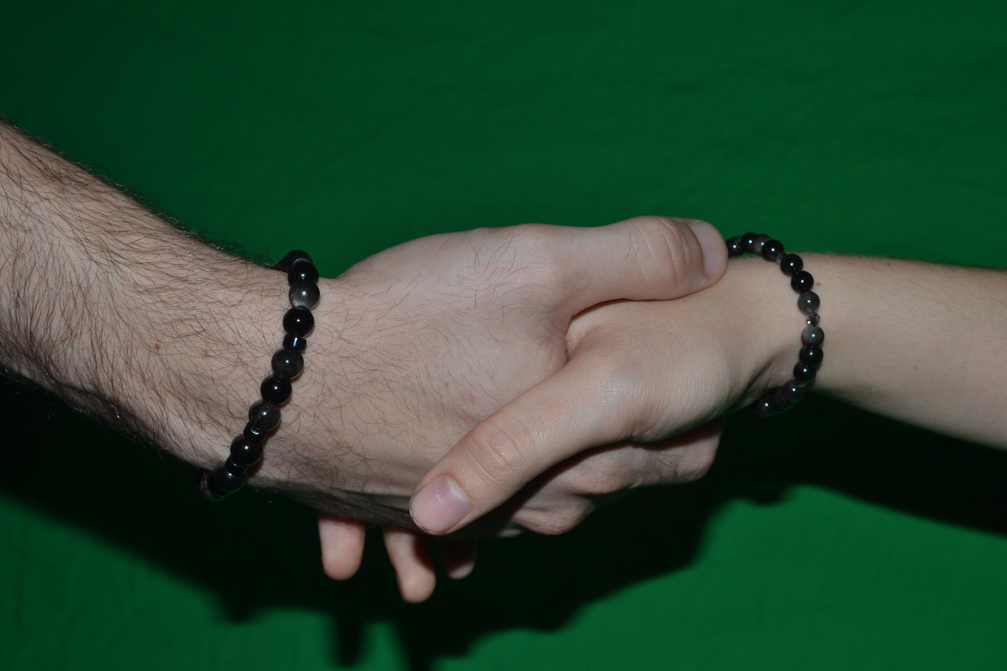 Silver Obsidian & Grey Crystal Bracelet – Subtle Power & Protection (4mm)