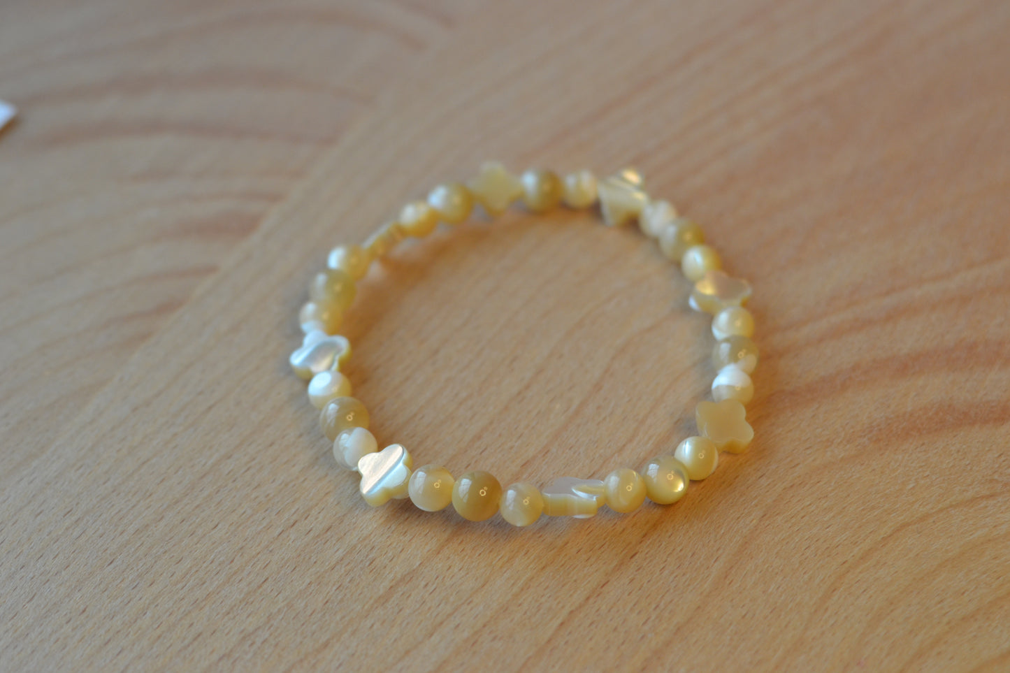Yellow Mother of Pearl Bracelet & Earring Set – Sterling Silver Wrapped Luck & Light