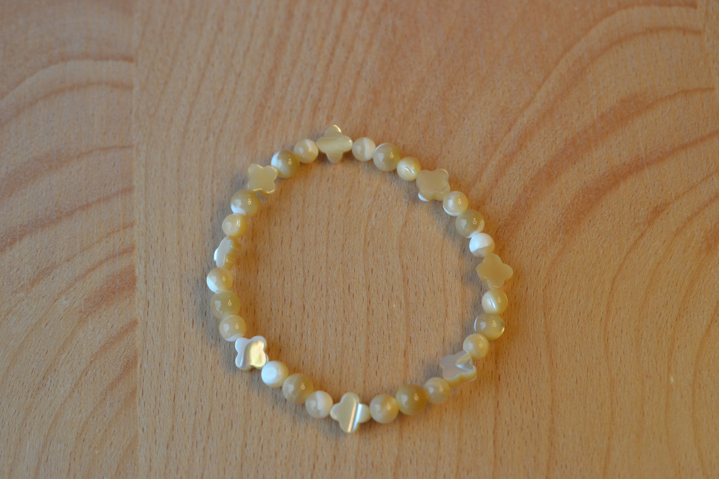 Yellow Mother of Pearl Bracelet & Earring Set – Sterling Silver Wrapped Luck & Light