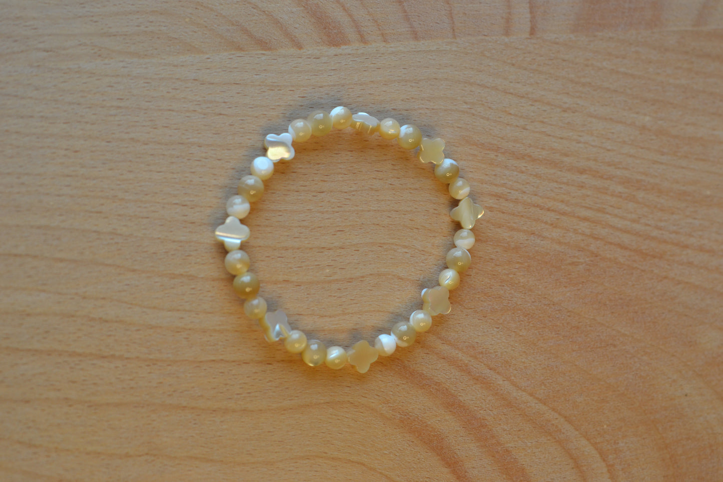 Yellow Mother of Pearl Bracelet & Earring Set – Sterling Silver Wrapped Luck & Light