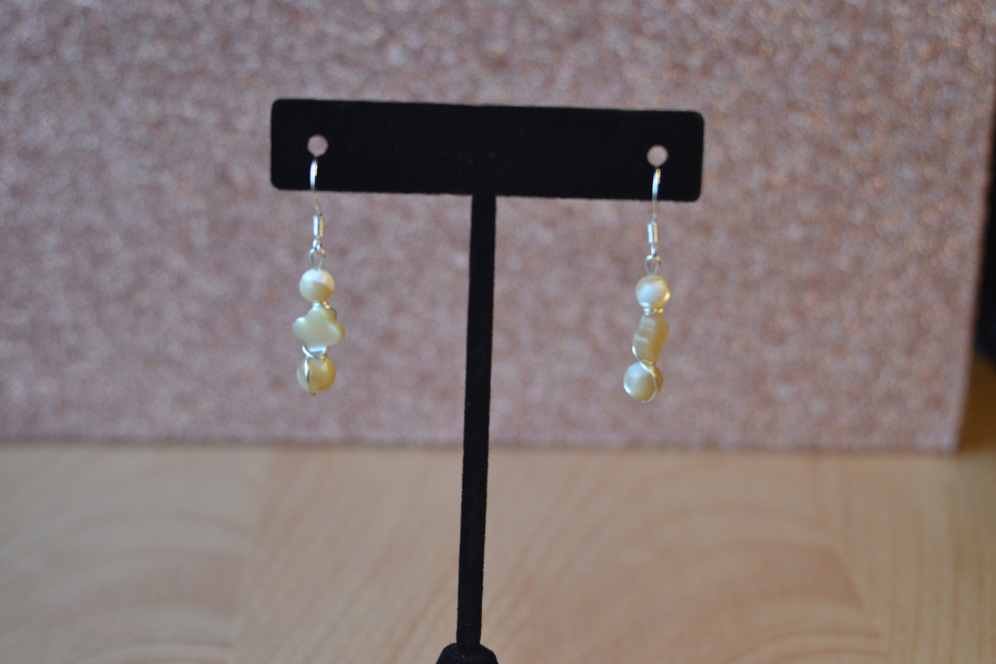 Yellow Mother of Pearl Bracelet & Earring Set – Sterling Silver Wrapped Luck & Light