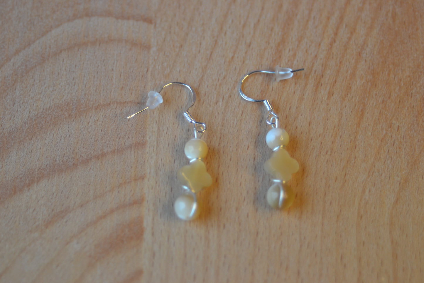 Yellow Mother of Pearl Bracelet & Earring Set – Sterling Silver Wrapped Luck & Light