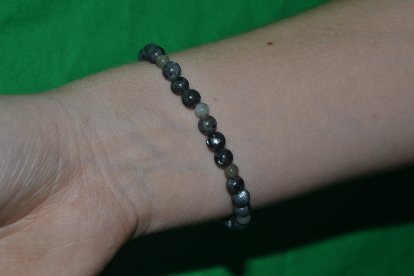 Labradorite Light & Shadow Bracelet – 4mm Grey & 2mm Green Labradorite for Intuition & Balance