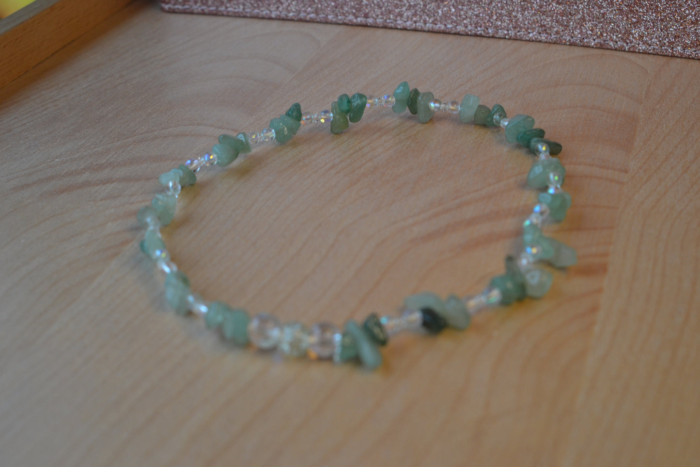 Aventurine, Aura Bead & Crystal Choker – Confidence, Light & Radiance (15")
