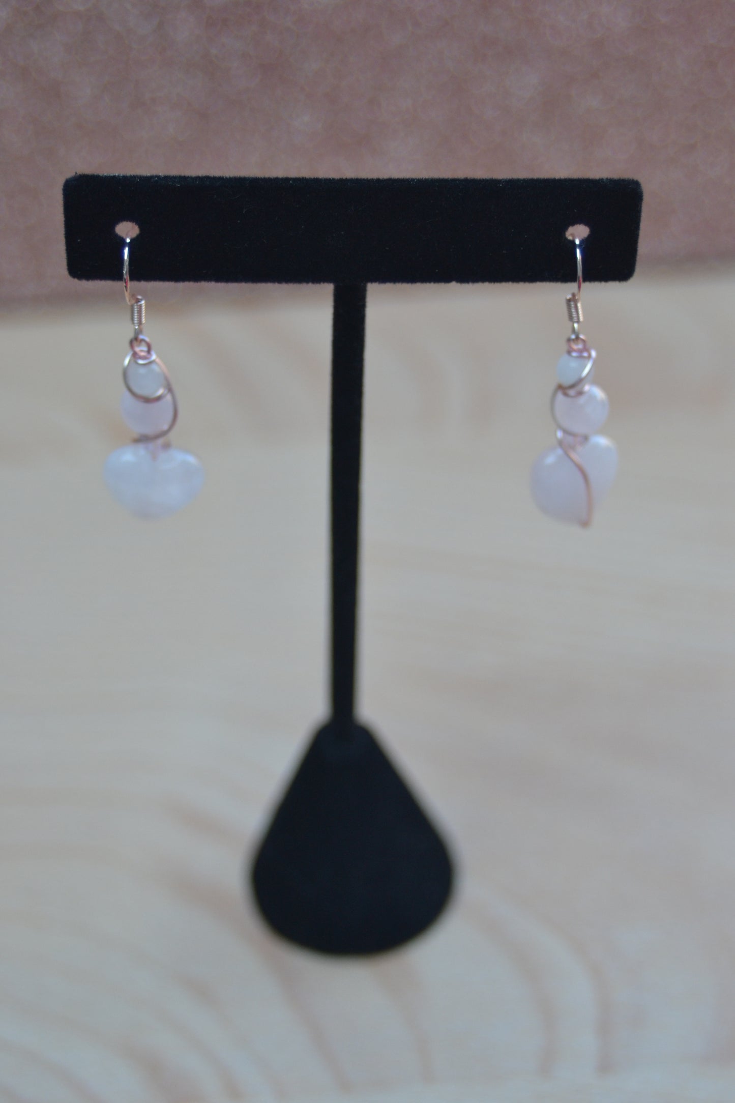 Rose Quartz Heart Earrings