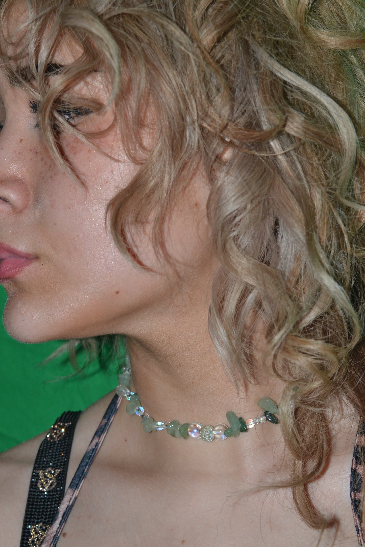 Aventurine, Aura Bead & Crystal Choker – Confidence, Light & Radiance (15")
